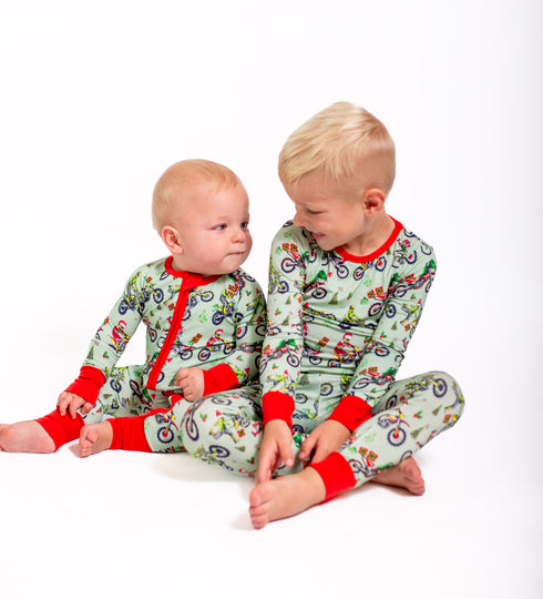 Pre order Racing through the Snow Long sleeve top/pant Pajama set